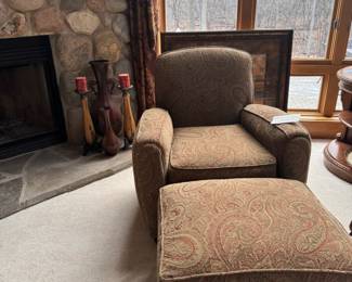 Upholstered chair and Ottoman 