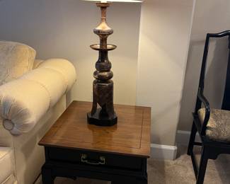 Antiqued brass lamps (pair)