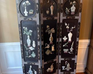 One of two large screens