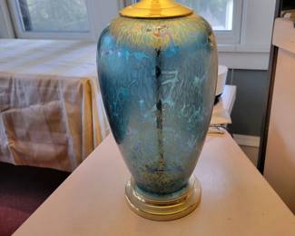 A pair of Iridescent Glass Table Lamps.