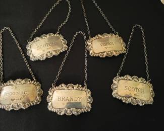 Silver Decanter Tags. 