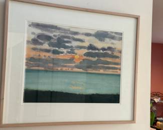 Stunning Robert Wilbert (American, b. 1929) "Huron Sunrise #1", 14" x 18.75" Framed and Signed Watercolor.