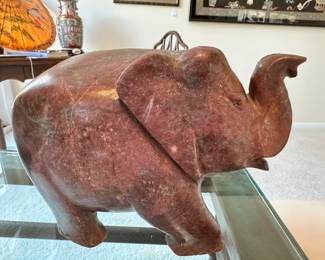 Solid Chinese Jade Carved Elephant Figurine.
