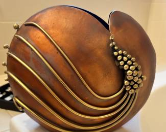 Fantastic Signed Copper and Brass Vase.