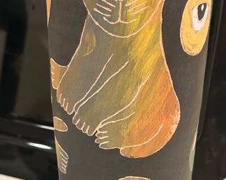 Detailed View of the 15" Signed Washington Ledesma Ceramic Pottery Vase.