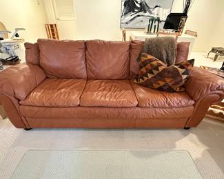 Additional Italian Made 3-Cushion Leather Sofa.