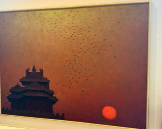 Vibrant Acrylic on Canvas, Signed by Artist. 48.25 x 36.75