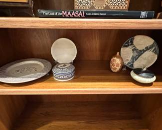 Great Selection of Decorative Pieces Including a Real Ceramica Recreated Faience Piece, Artist Signed, an Andrew MacCorkindale Signed Studio Pottery Raku Studio Pottery Jar and one of Two Available Signed African Kenya Soapstone Carved Dishes Available.