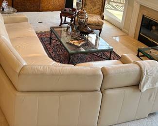 Fantastic "L" Shaped Ivory Leather Sectional.