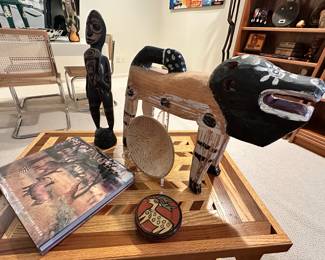 Still More Folk Art Available Including a 14.5" Sepik River Ancestral Wooden Figure From Papua New Guinea, a Vintage Guatemalan Hand Carved Painted Dog, 13" x 16".
