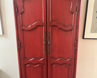 Stunning Mount Airy Mantle & Table Co, Inc. Red Wardrobe Cabinet, 39"W x 18"D x 66"H.