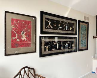 A Few of the Many Fine Silk Embroidered Textile Panels Available.
