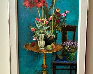 Another Fabulous Signed R. Jerzy Painting, 18.75'x33.75", Vibrant Still Life.