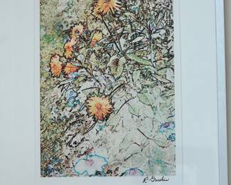One of Many Signed R. Gruskin Framed and Matted Prints, 11" x 14".