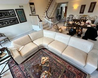 Absolutely Fabulous W. Schilling Ivory Leather 3-Piece Sectional, 106"W (Long Side) x 84" x 35"D x 31"H.