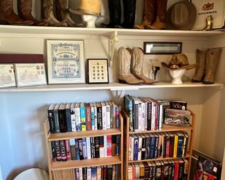 Wonderful Ensemble of Men's Leather Cowboy Boots by Dan Post, Larry Nathan and More in Size 10 D, Great Hats and a Stamp Collection.