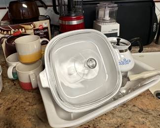 Vintage Corningware Never Goes Out of Style! Shown with a Set of 4 Oversized Ceramic Coffee Mugs, Cuisinart Mini Food Processor, Chocolate Pro Fondue Pot, Electric Griddle and Much More.