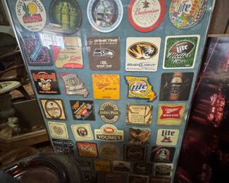 collection of vintage framed coasters