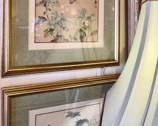 Pair of Vintage Asian Inspired Water Colors