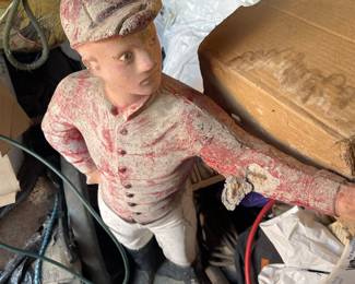 Concrete jockey lawn statue
