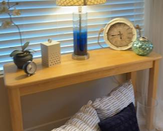 Sofa Table Glass Lamp and Decor