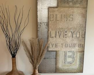 Large Canvas Art And Woven Wicker Vases