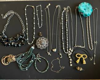 Monet Silver Beaded Necklace and Other Costume Jewelry