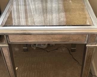 Pair Of Contemporary Mirrored Glass Side Tables