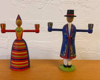 Danish Wood Candle Holders 