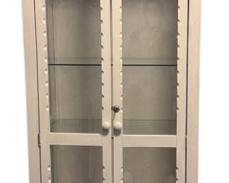 Tall Wood Southwestern inspired Display case lighted and locks