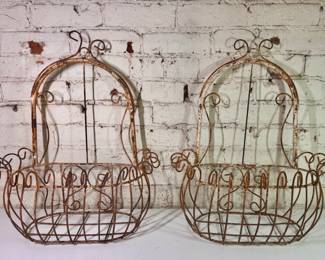 Antique Metal Wire  wall Planters 