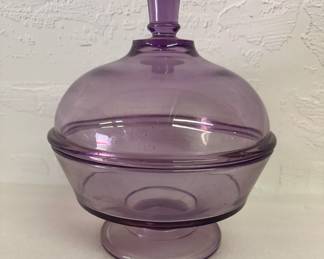 Stunning Purple Glass Compote with lid