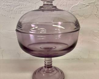 Lidded Purple glass compote 