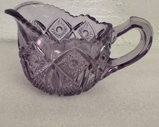 Purple cut glass creamer 