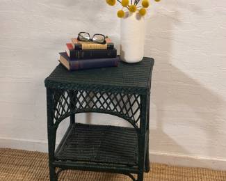 Green Wicker Side Table