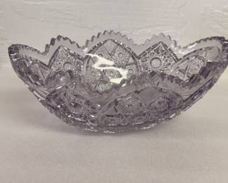 Purple Cut glass oval dish