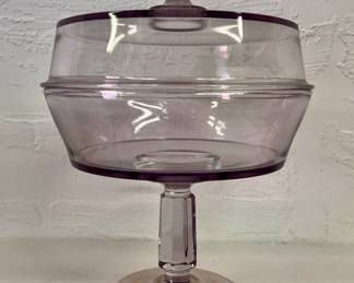 Stunning Lidded Compote Purple Glass  