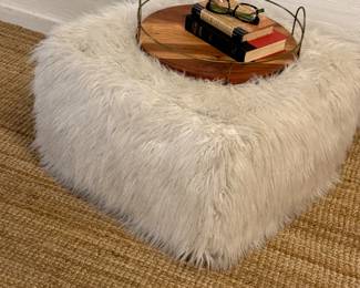 Large Square Faux Fur Ottoman 