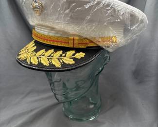 Modern U.S. Marine Corps Officer Visor Cap For Dress Blues W/ Rain Cover