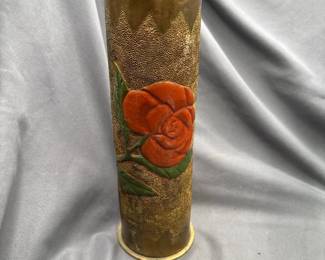 WWI US Trench Art Shell Rose Vase