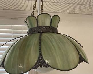 Slag glass hanging light