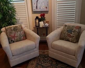 Pair of Barrel Swivel Gliders, Nikki Straw