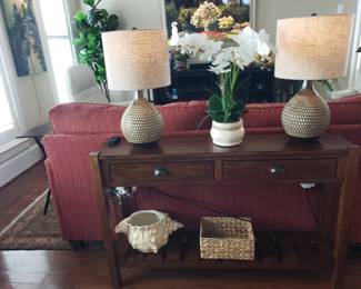 Console Table and Lamps