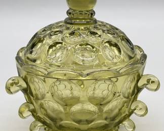 Imperial Glass Provincial Green Candy Box w/ Lid