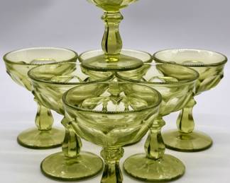 (7) Imperial Glass Old Williamsburg Green Sherbets
