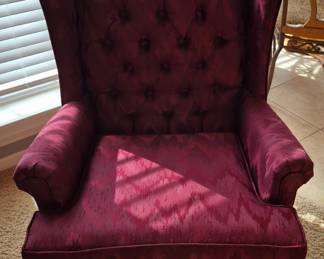 Burgundy upholstered chair