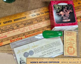 St. Joseph collectibles.  "Werner Shoe Co.". "Provident Savings Assoc.'. "Montgomery Ward". "Sutherlands". "TG & Y". Chapman Printing Co,.", Horn's Antique Emporium", "St. Joseph Lumber Co." and "Pony Express"