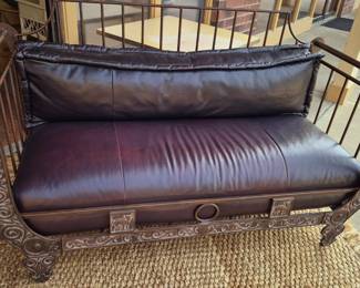 Cast iron and leather day bed