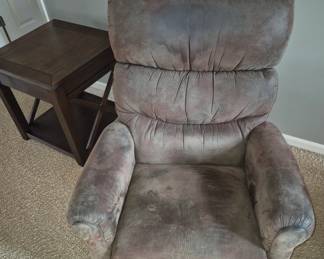 Brown suede recliner
