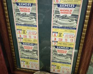 Framed 1968 World Series set of 4 ticket stubs St. Louis Cardinals vs Detroit Tigers